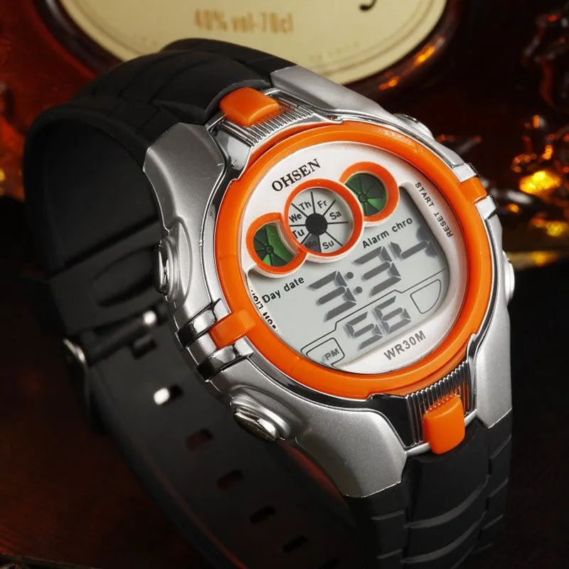 OHSEN Boys Kids Children Digital Sport Watch Alarm Date Chronograph LED Back Light Waterproof Wristwatch Student Clock