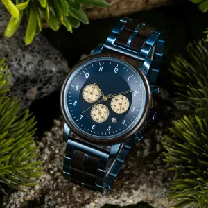 Rosario - Blue Steel & Ebony Chronograph