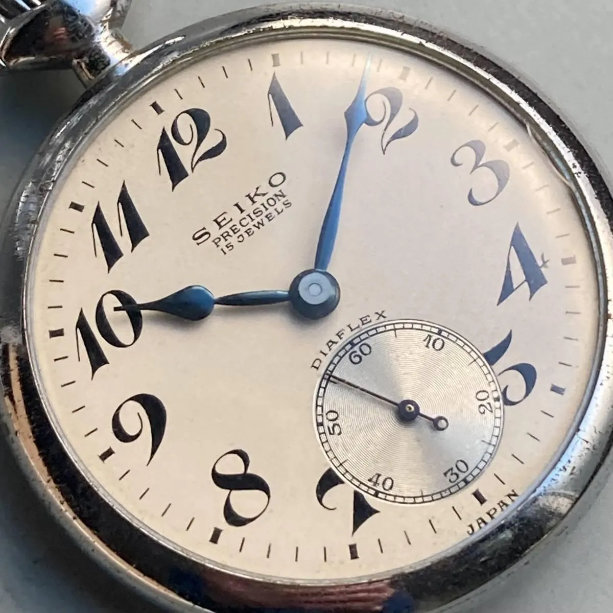 Seiko Pocket Watch Antique Railroad Silver 49mm Vintage