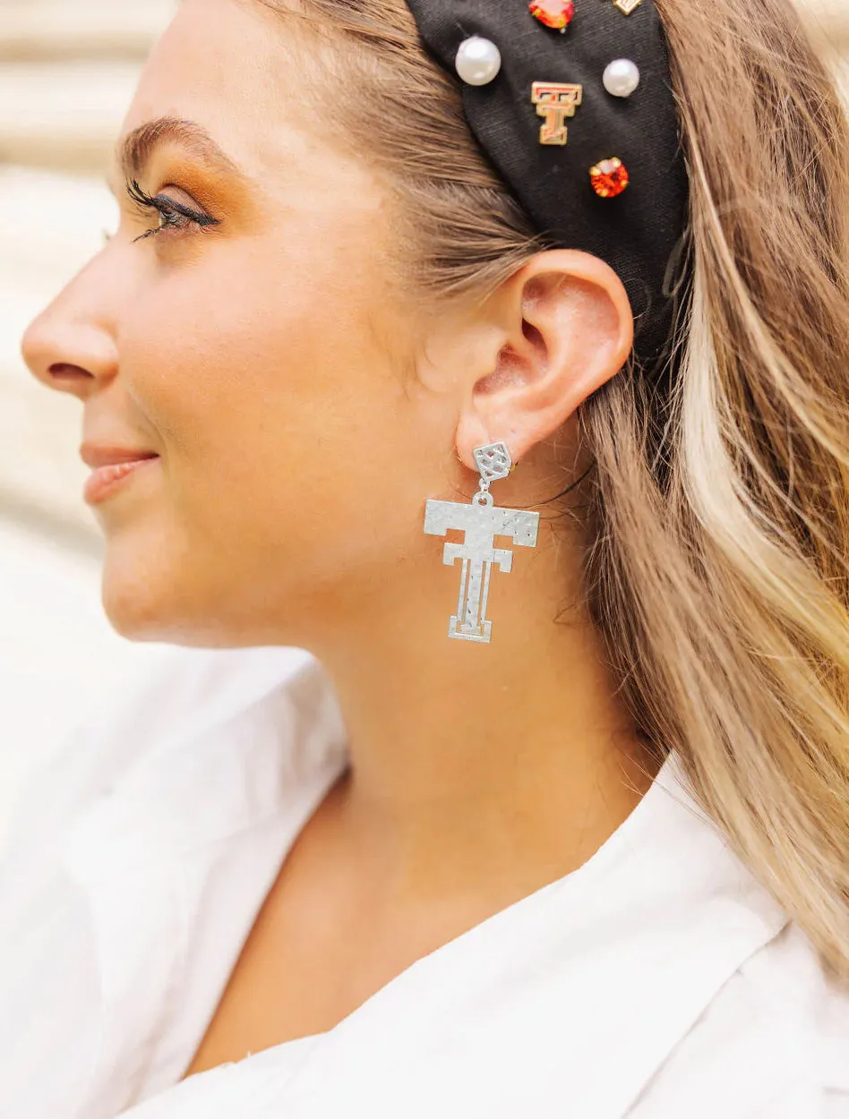 Texas Tech Brianna Cannon Vault Double T 2" Dangle Earrings