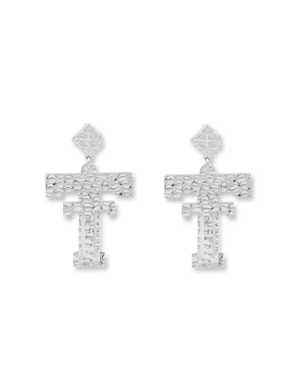 Texas Tech Brianna Cannon Vault Double T 2" Dangle Earrings