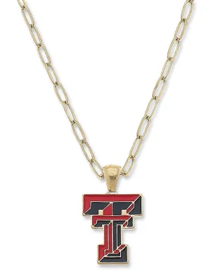 Texas Tech Double T Enamel Pendant Paper Clip Necklace