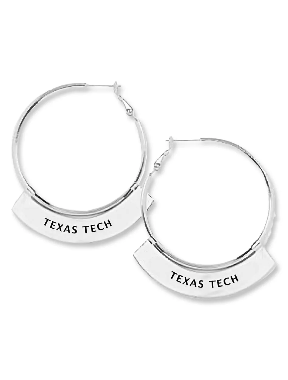 Texas Tech "Weller" Silver Hoop Earrings