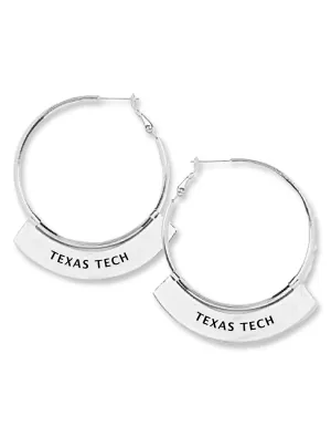 Texas Tech "Weller" Silver Hoop Earrings