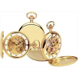 Unique Mechanical Skeleton Gold Pocket Watch – Double Opening, Exquisite Design