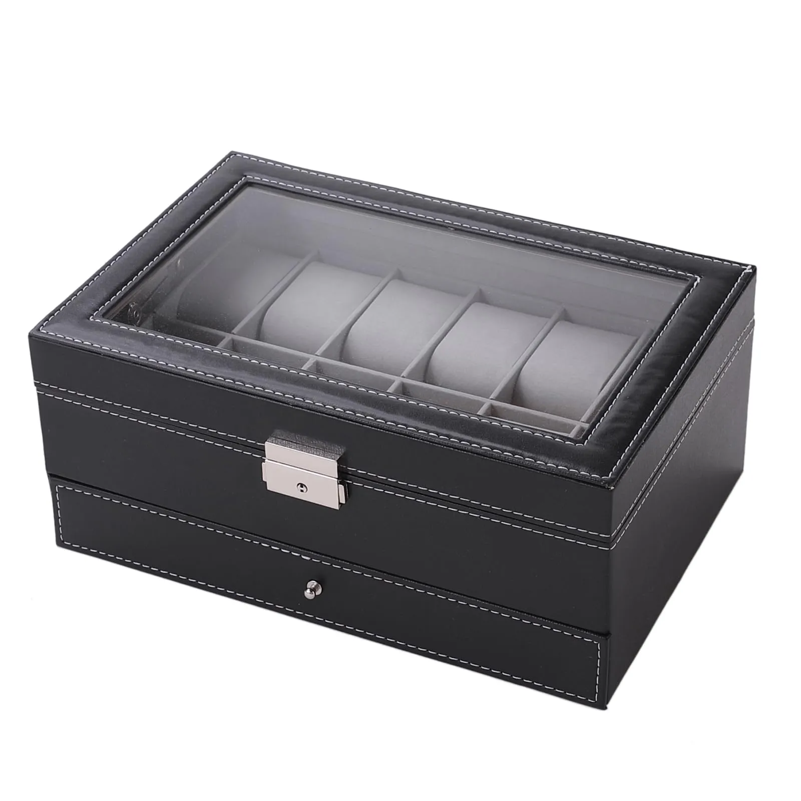 Urbane Home Double Layer 12 Slots Watch And Jewellery Organizer (Black)