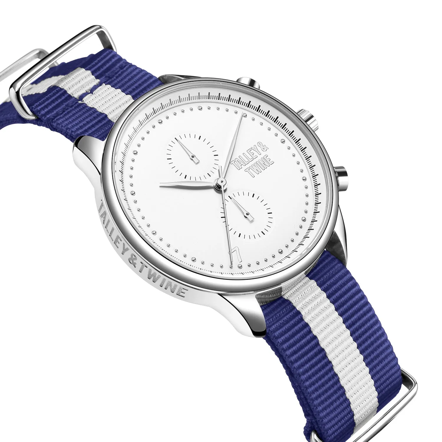 White & Silver - Blue & White Canvas Band