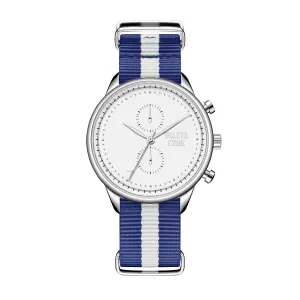 White & Silver - Blue & White Canvas Band