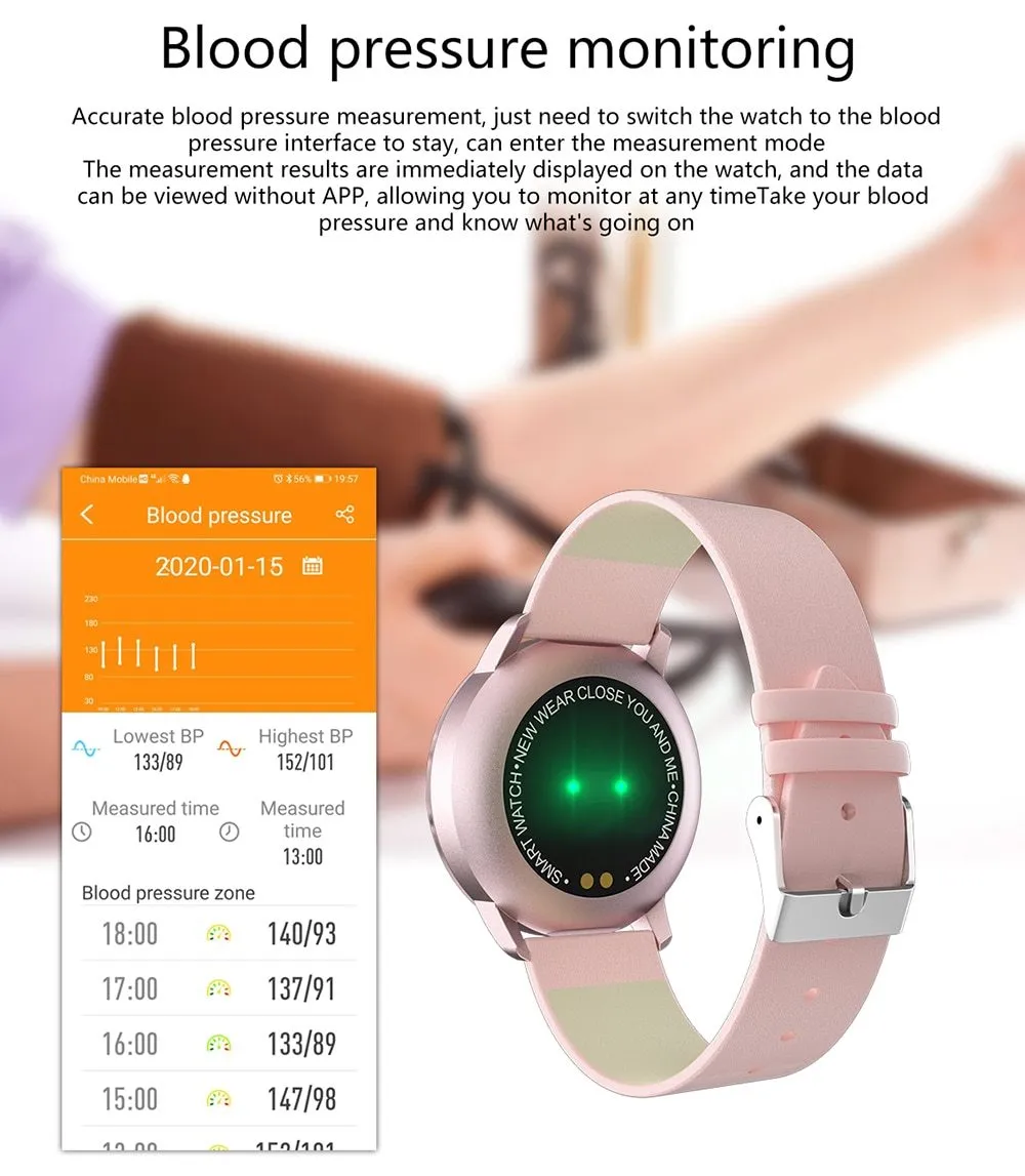 Women Physiological Cycle, Heart Rate & Blood Pressure Monitor Smart Watches