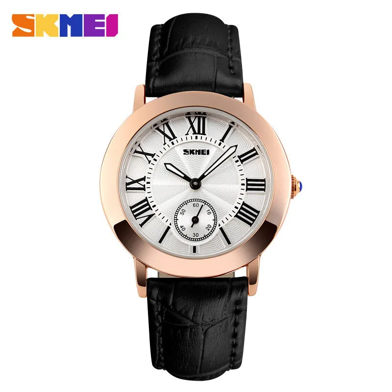 Women Quartz Watch SKMEI Brand Lady Watches Fashion Retro Female Casual Ladies Genuine Leather Strap Women's Wristwatches