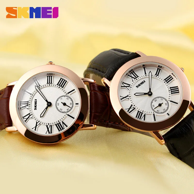 Women Quartz Watch SKMEI Brand Lady Watches Fashion Retro Female Casual Ladies Genuine Leather Strap Women's Wristwatches