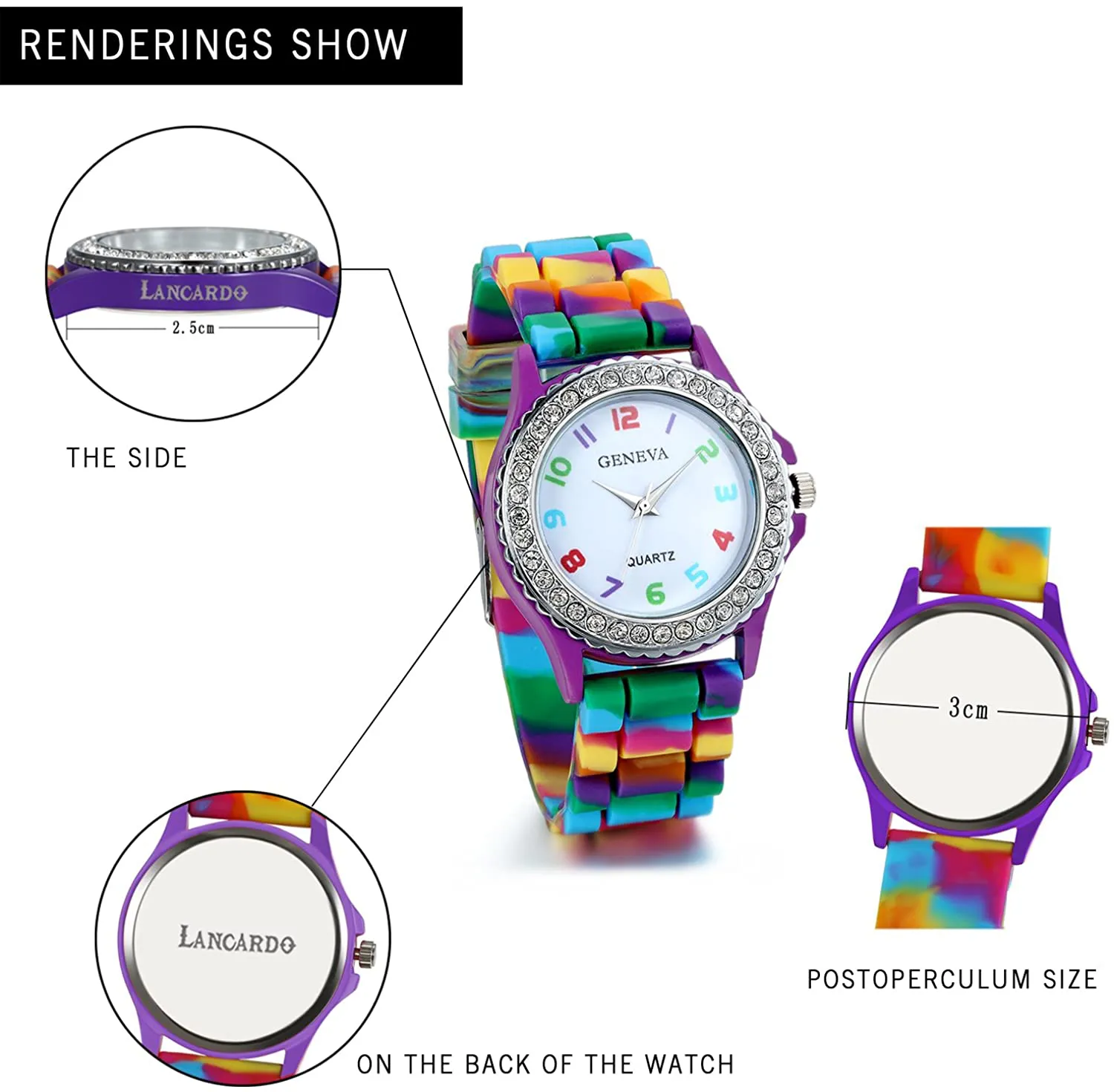 Women's Quartz Watch Rhinestone Rainbow Color Silicon Jelly Fun Play Colorful Casual Dress Wrist Watches